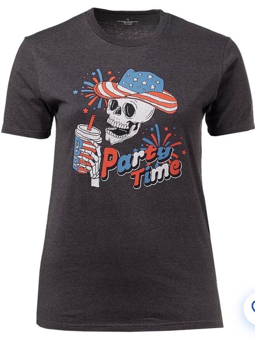 Americana Party Time Skull Cowgirl Graphic Tee